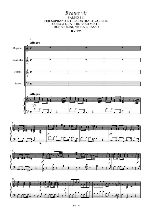 Beatus vir RV 795 - Ed. critica M. Talbot - Riduzione per canto e pianoforte di A. Frigé - árie pro zpěv a klavír